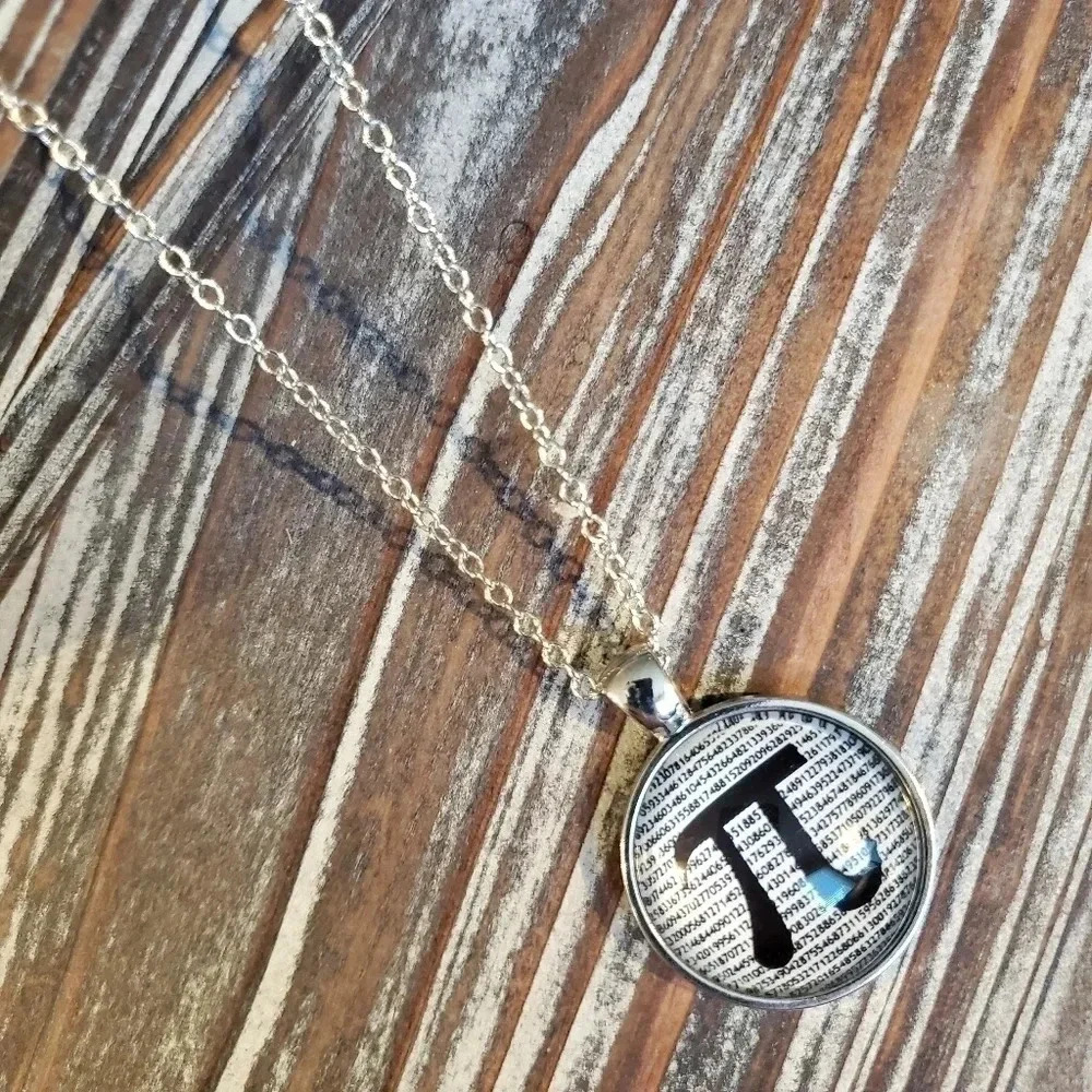 Pi Number Math Geek Necklace Silver - Picture 3 of 4